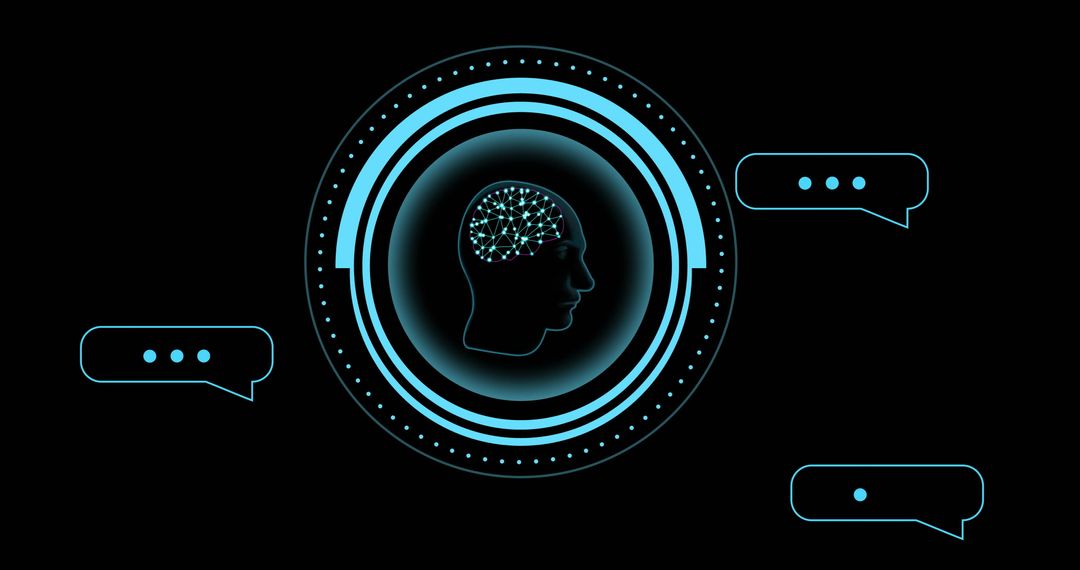 Human Brain and Artificial Intelligence Data Processing Concept