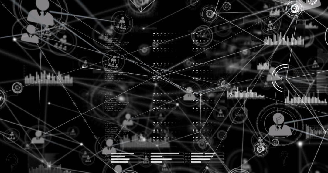 Abstract Technology Network with Question Marks