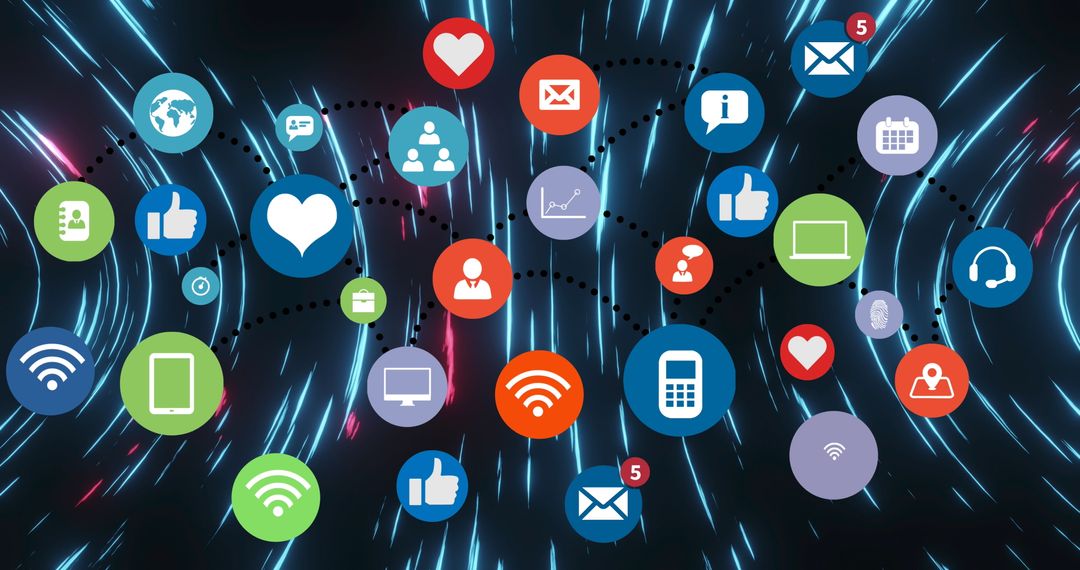 Dynamic Digital Communication Icons with Light Streaks