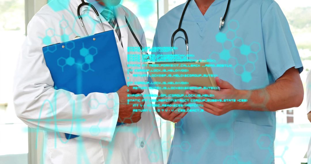 Doctors Analyzing Digital Data on Healthcare Tablet Interface