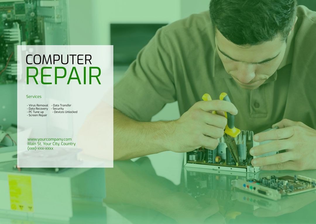 Technician Repairing Computer Hardware for IT Support - Download Free Stock Templates Pikwizard.com