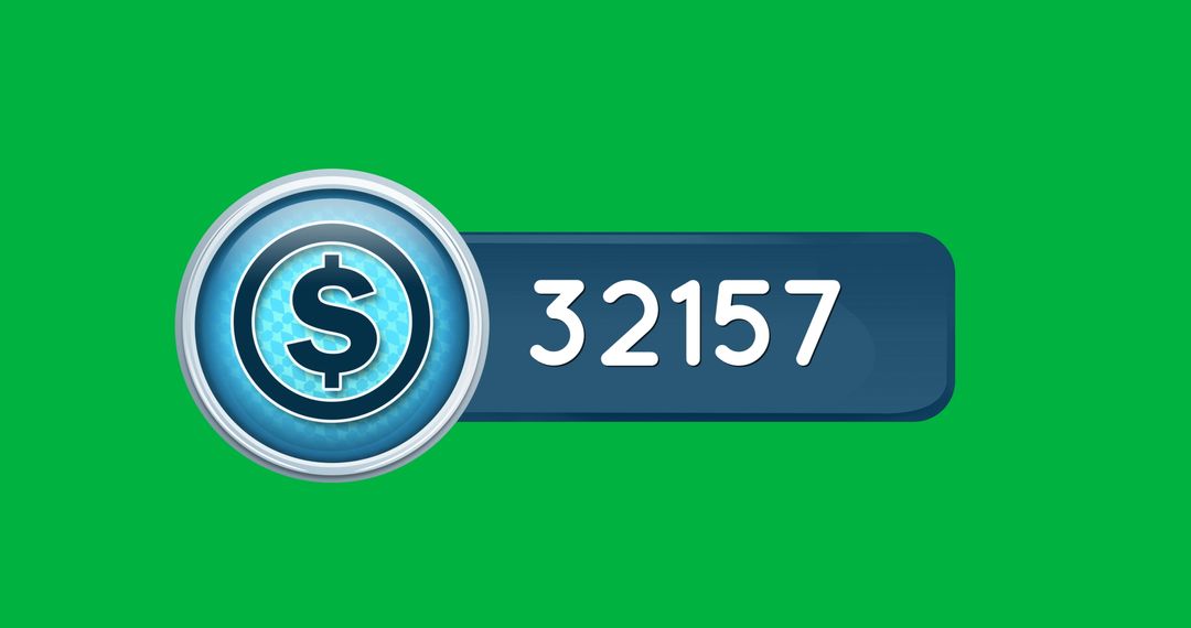 Digital Currency Display on Green Background