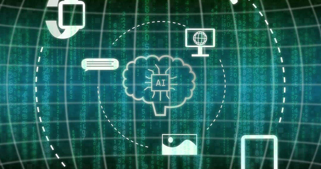 digital brain circuitry with ai symbol and binary code - Free Images, Stock Photos and Pictures on Pikwizard.com