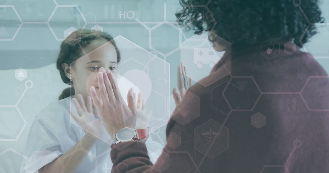 Mother and Child Engaged in Virtual Medical Interface for Healthcare