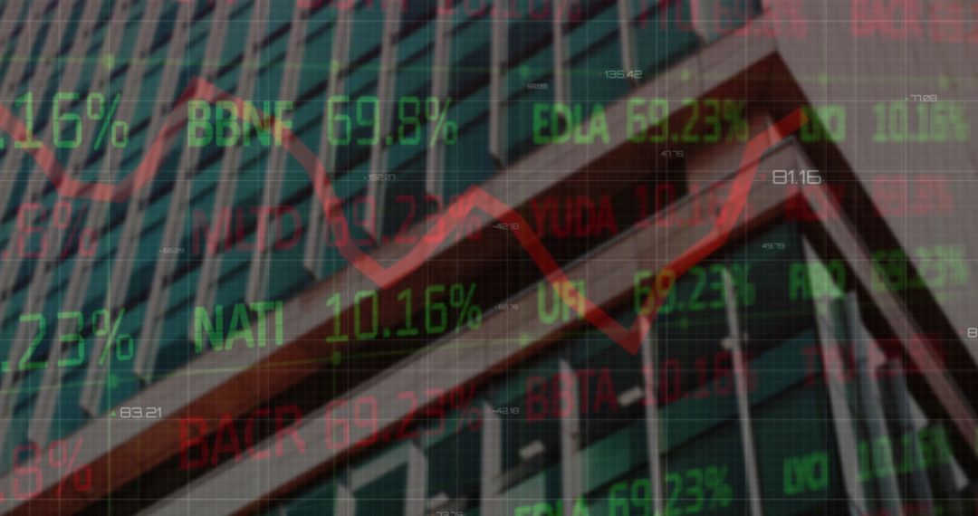 Composite Image of Stock Market Graph Overlay Building Façade