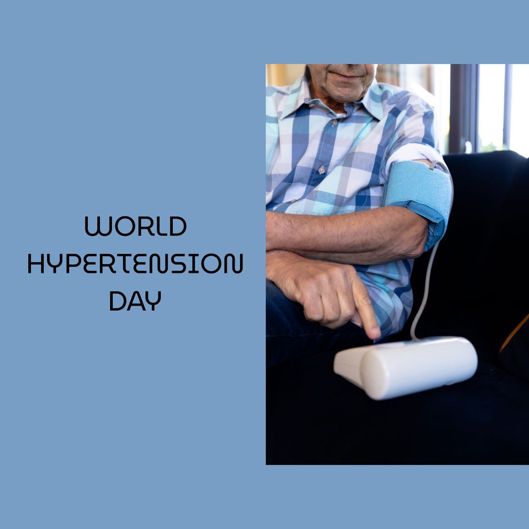 Senior Man Checking Blood Pressure on World Hypertension Day