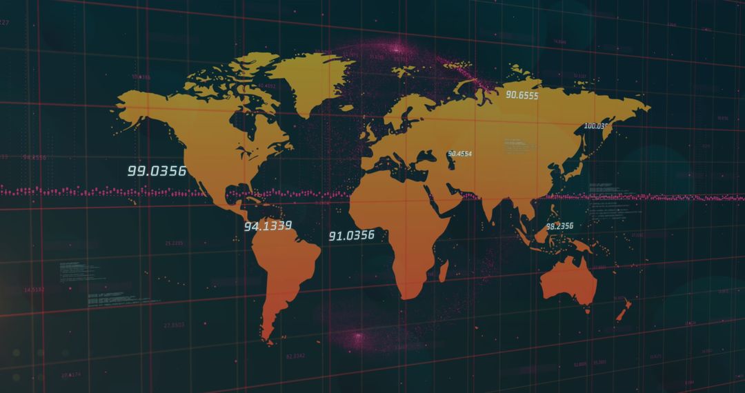 Digital Data Streams Flowing Across World Map