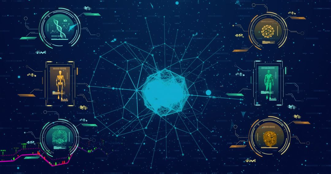 Digital Data Interface in Futuristic Blue Background