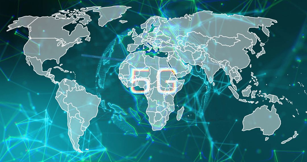 5G Network Connectivity Overlay on Digital World Map