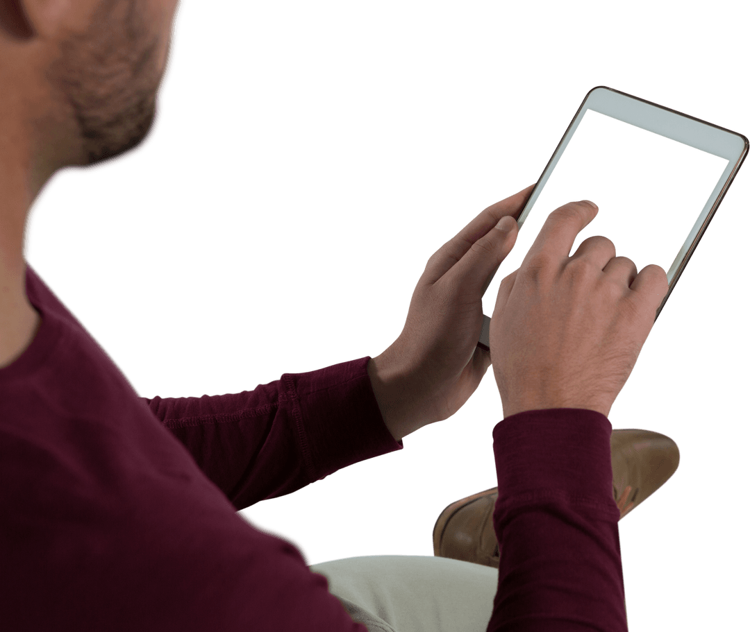 Transparent View Man Using Digital Tablet with Blank Screen - Download Free Stock Images Pikwizard.com