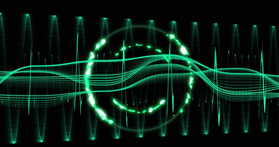 Digital Interface with Vibrant Wave Patterns in Electric Green