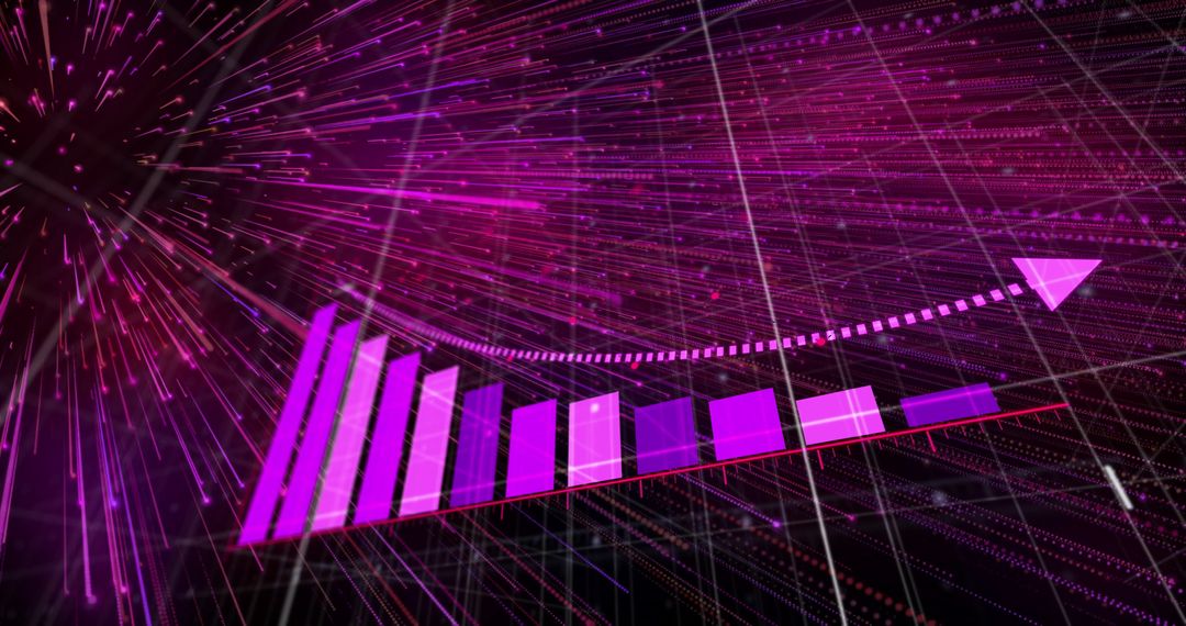 Futuristic Magenta Bar Chart with Rising Trend Line