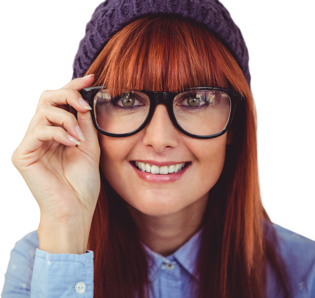 Smiling Hipster Woman in Glasses Holding Frames with Transparent Background - Download Free Stock Images Pikwizard.com