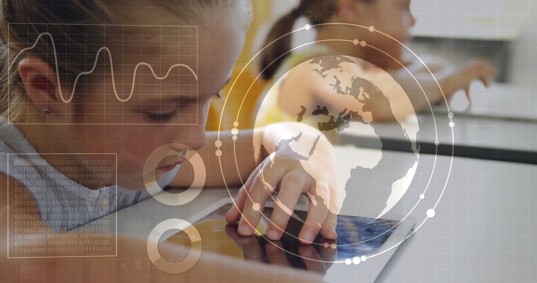 Children Engaging with Tablets and Digital Data in Classroom Setting