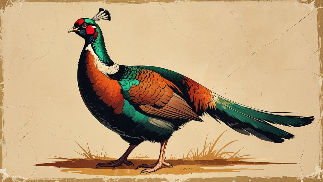 Vintage ornithology animal painting of vibrant gamebird illustration