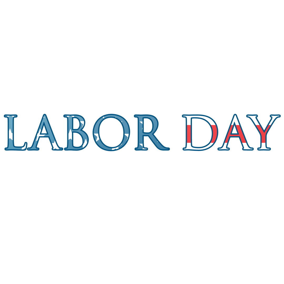 Labor Day Text with Transparent American Flag Design