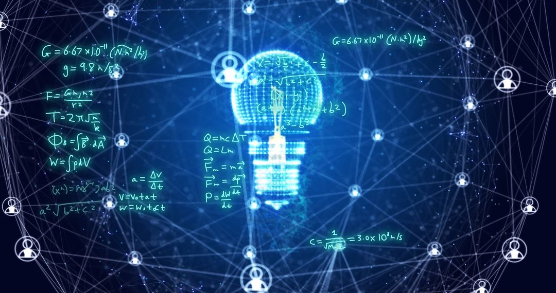 Digital light bulb with network connections representing data processing