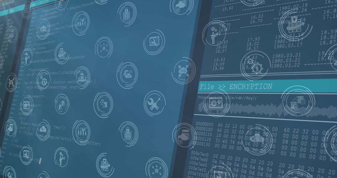 Digital Interface with Data Processing Icons