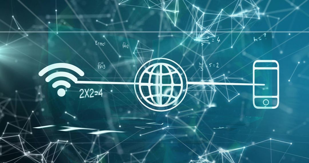 Digital Connectivity Concept with Network Icons and Formula Background