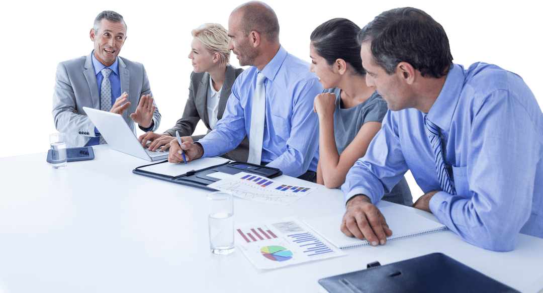 Transparent Business Team Meeting in Contemporary Office