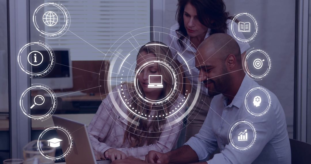 Collaborative Teamwork in Modern Business with Digital Interface