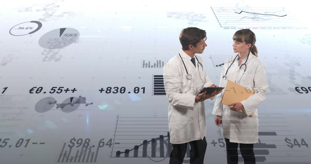 Doctors Discussing Financial Data in Technological Environment