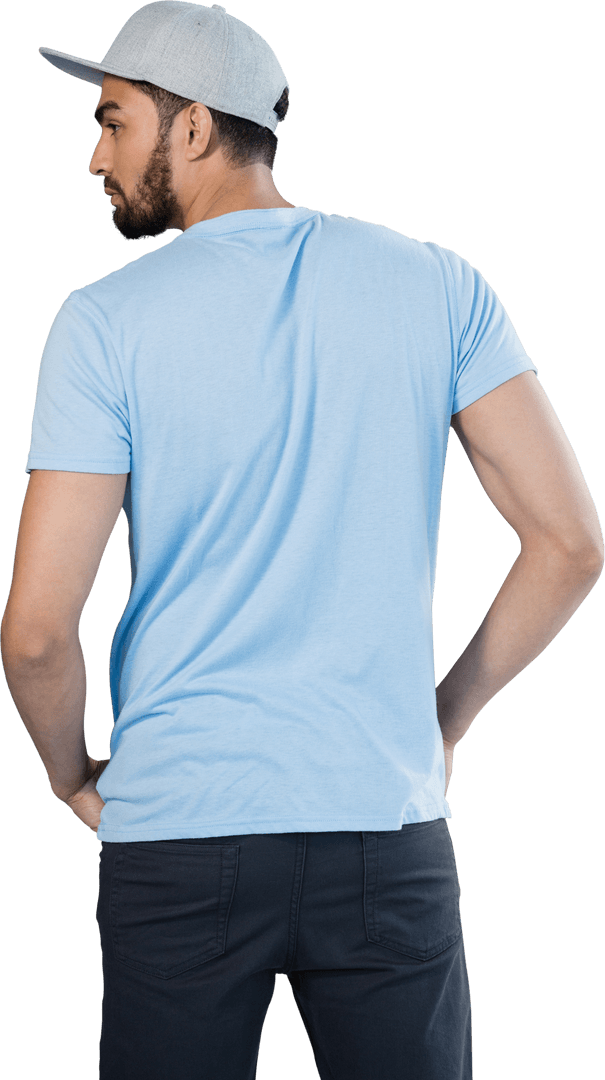 Transparent Casual Young Man in Stylish Pose Wearing Cap