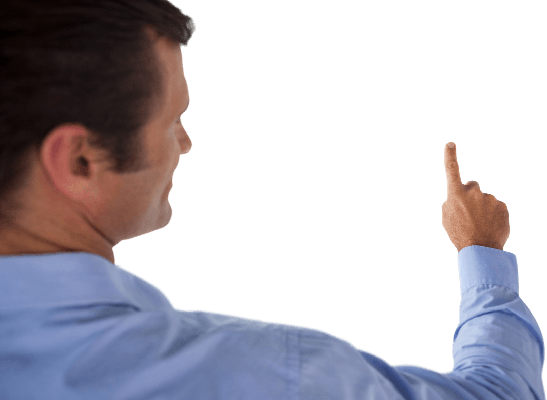 Businessman Touching Transparent Virtual Interface