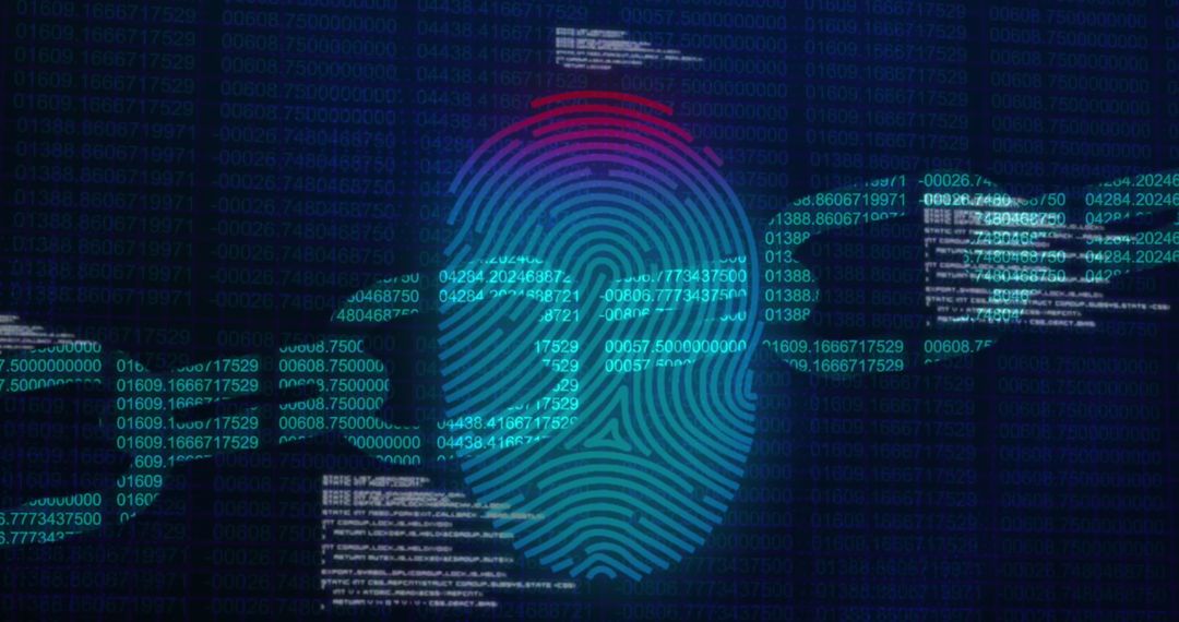 Digital Fingerprint with Blockchain Code Technology Background