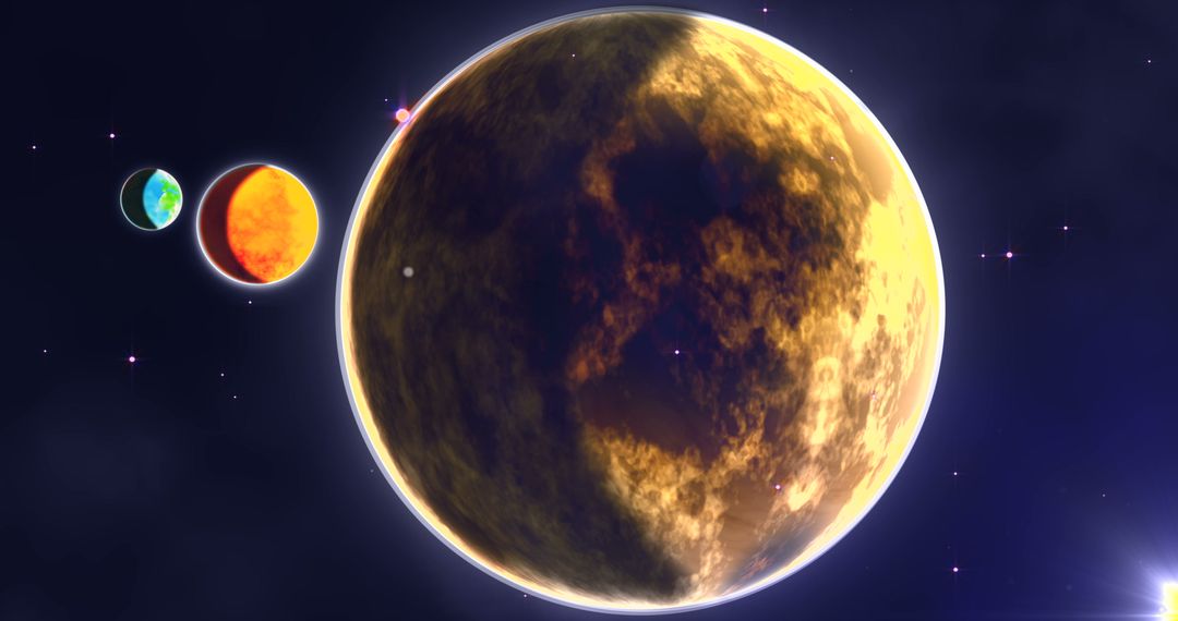 Colorful Astronomical Representation of Mercury, Venus, and Earth