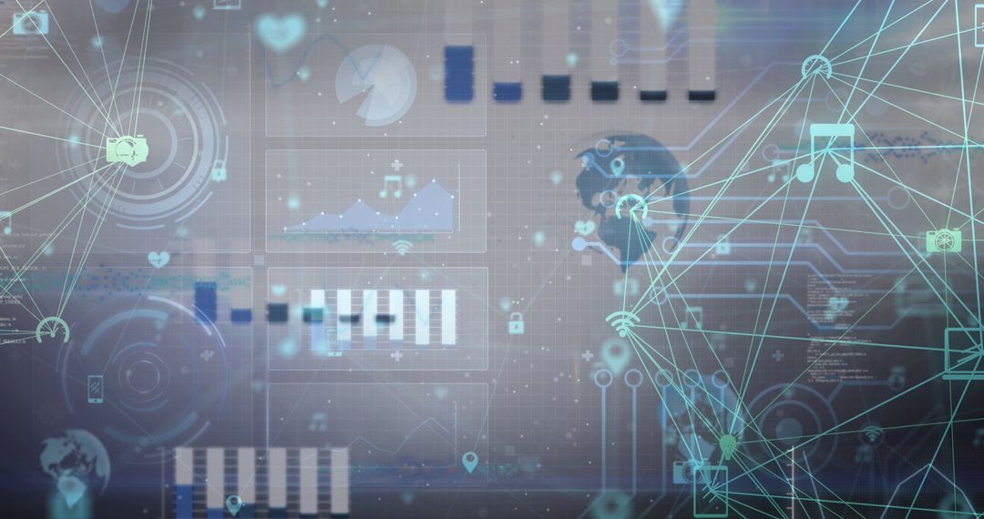 Global Connections with Digital Data Arrows on Blue Network