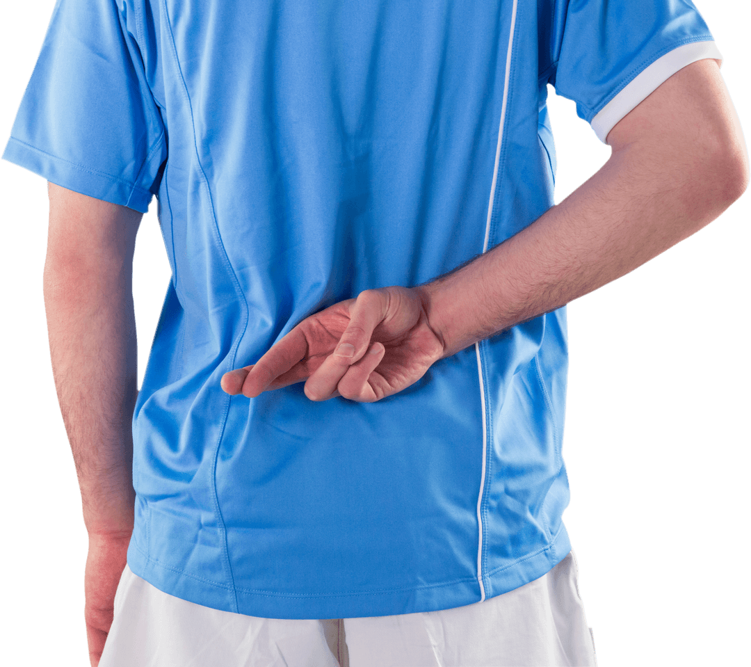 Rugby Player Transparent Background Fingers Crossed Pose