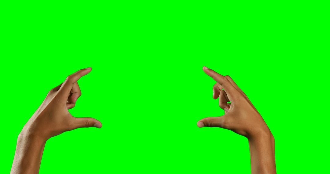 Hands Interacting with Letterbox Gestures on Chroma Key Background