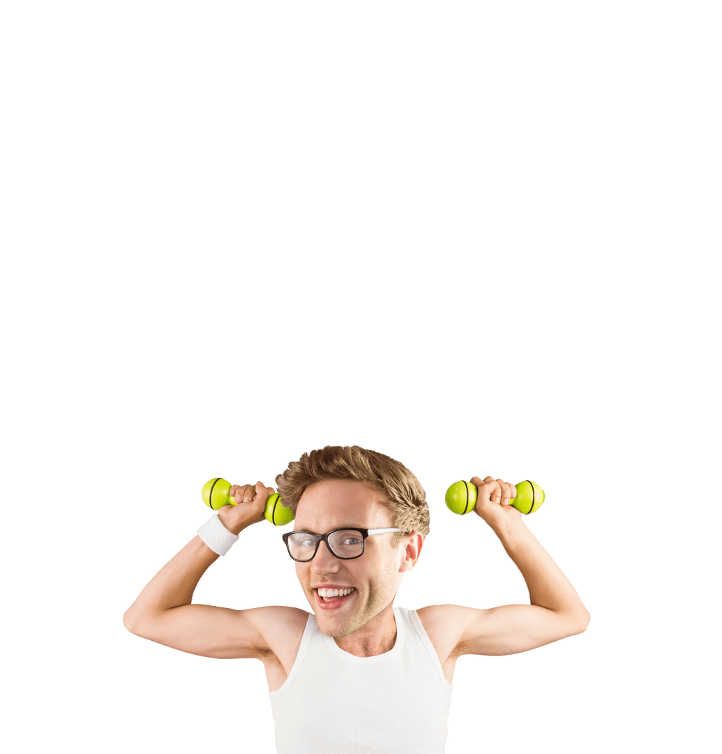 Transparent PNG of Smiling Man Lifting Dumbbells in Exercise Pose