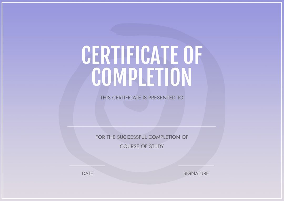 Certificate of Completion for Course of Study on Blue Background - Download Free Stock Templates Pikwizard.com