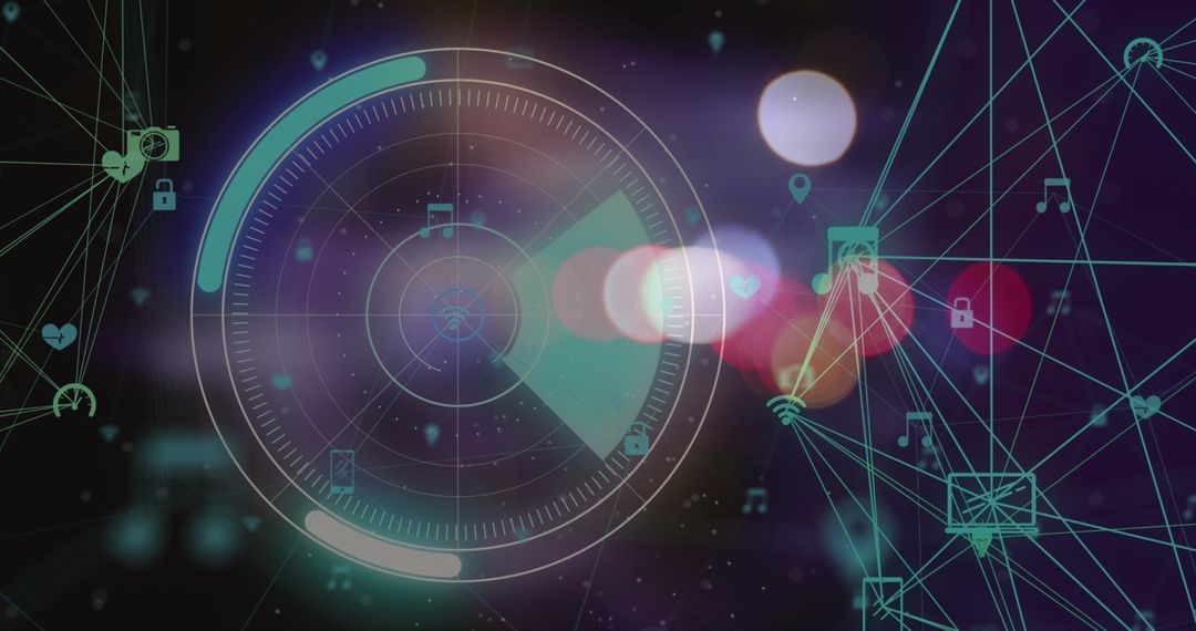 Futuristic Interface with Digital Technology and Network Connections