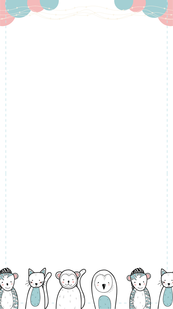 Baby-Themed Transparent Frame with Cartoon Animals and Bunting