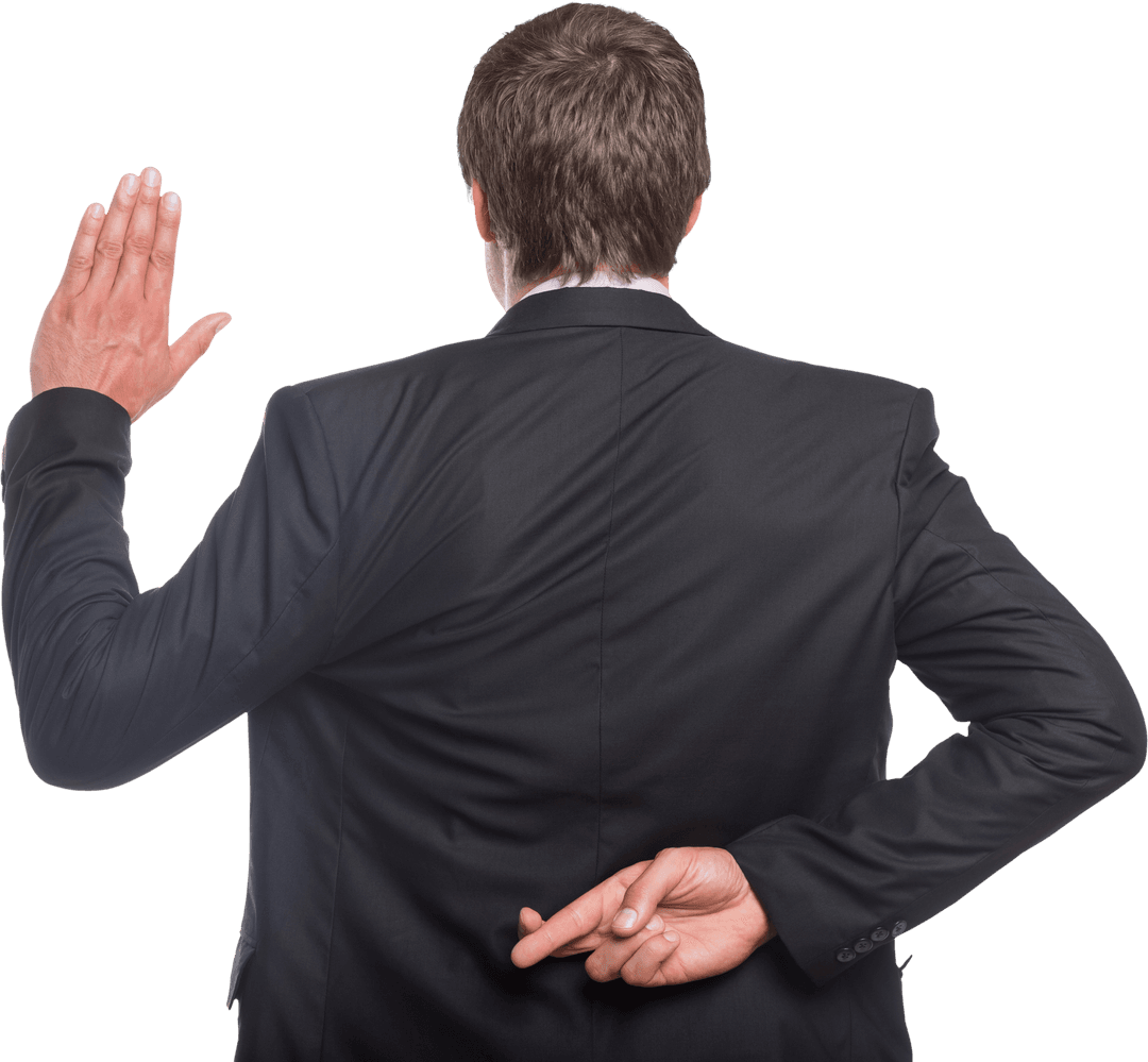 Transparent Background Businessman Crossing Fingers Gesture