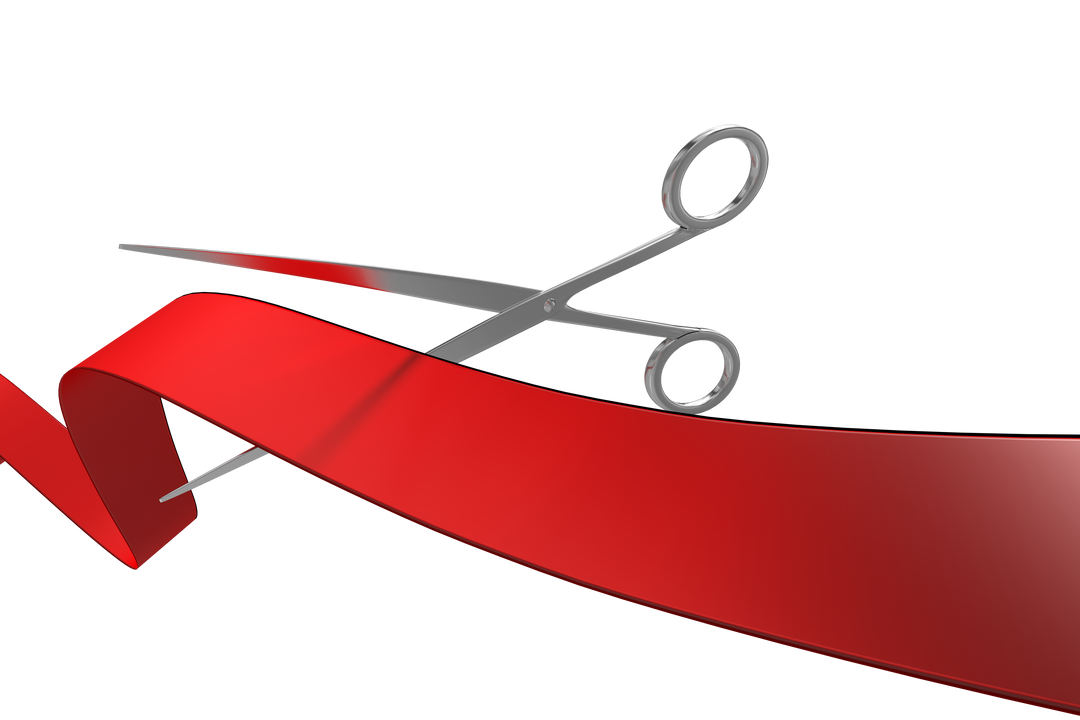 Transparent Scene of Scissors Cutting Red Ribbon Reflection - Download Free Stock Images Pikwizard.com