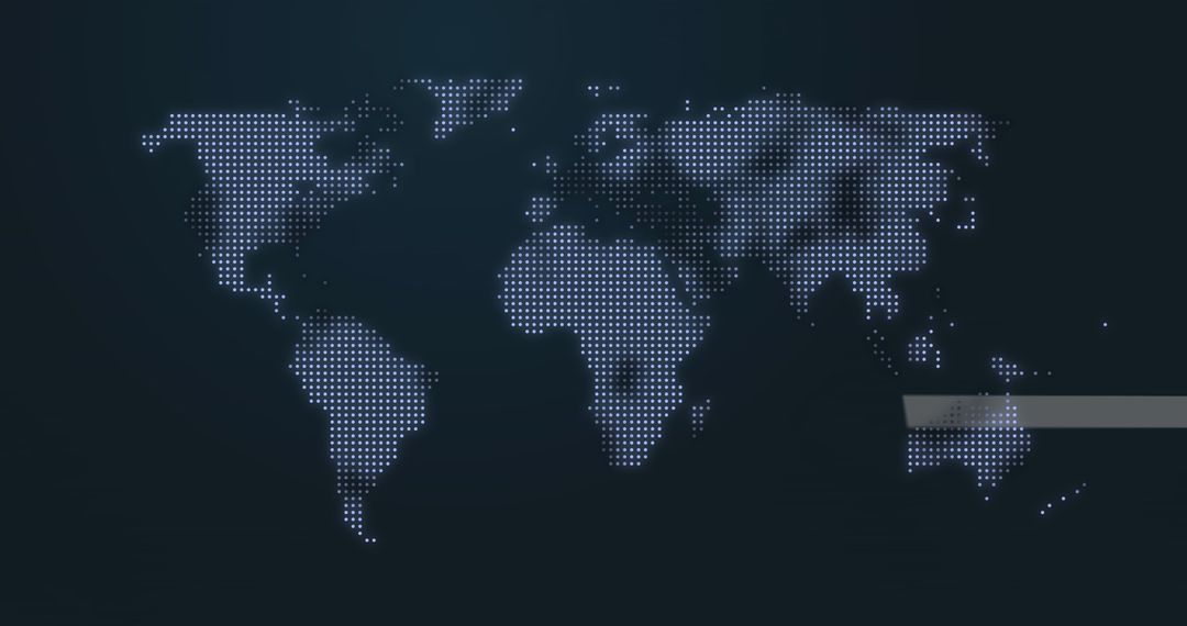 Digital World Map with Glowing Dots Representing Global Connectivity