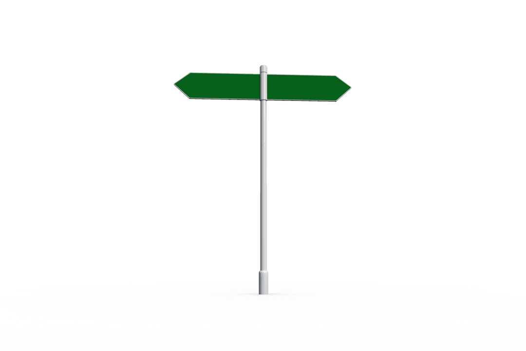 Green Directional Sign on Transparent Background for Business Design