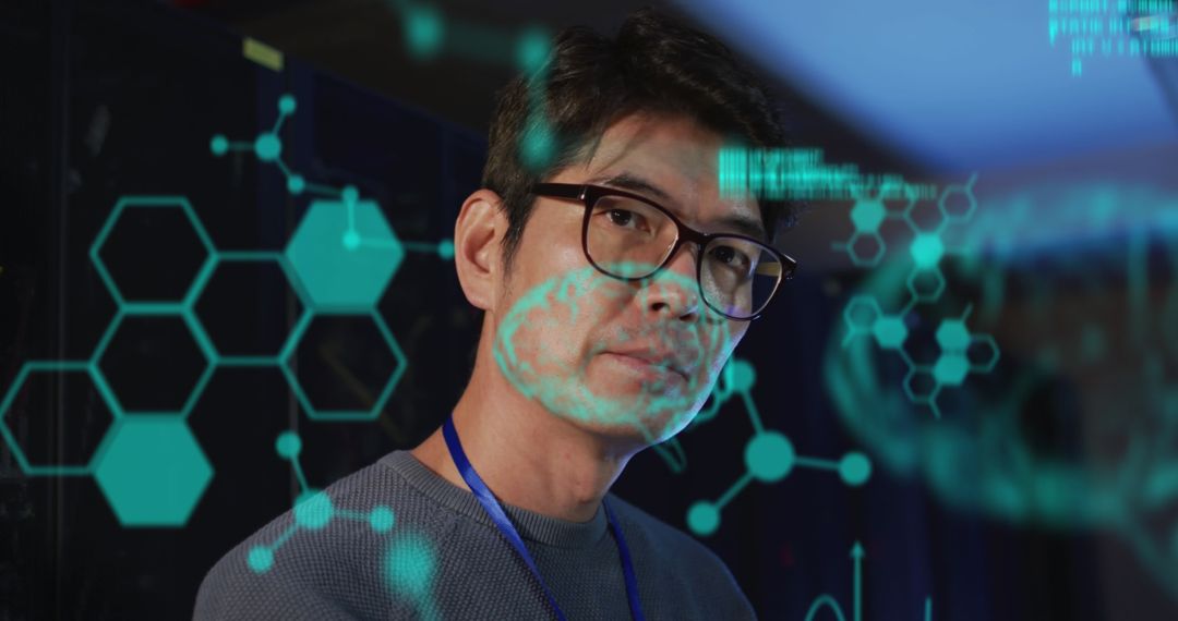 Data Specialist Working with Futuristic Interface