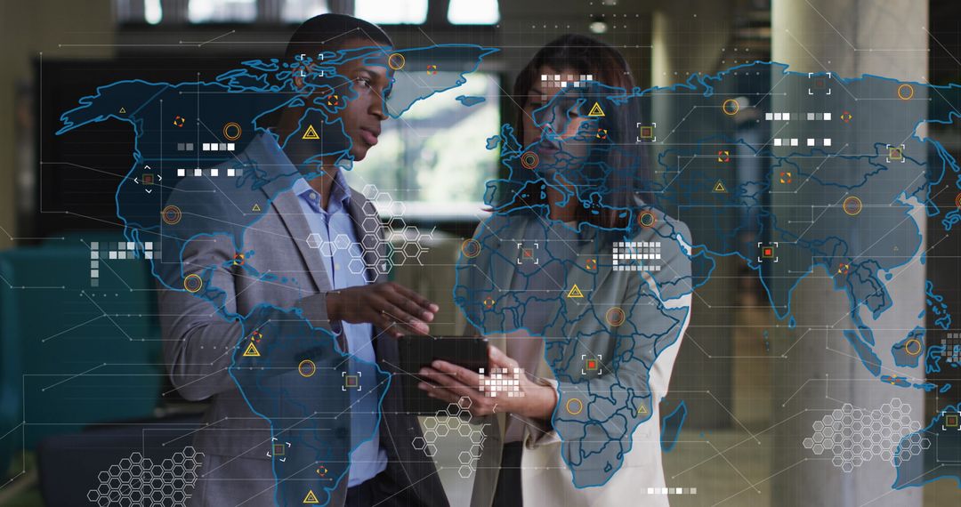 Global Business Strategy Discussion in Modern Office