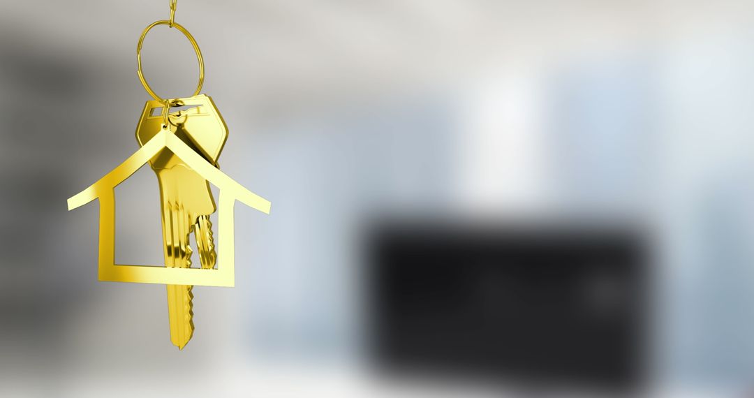Gold Keychain with House Design Symbolizing Home Ownership Security