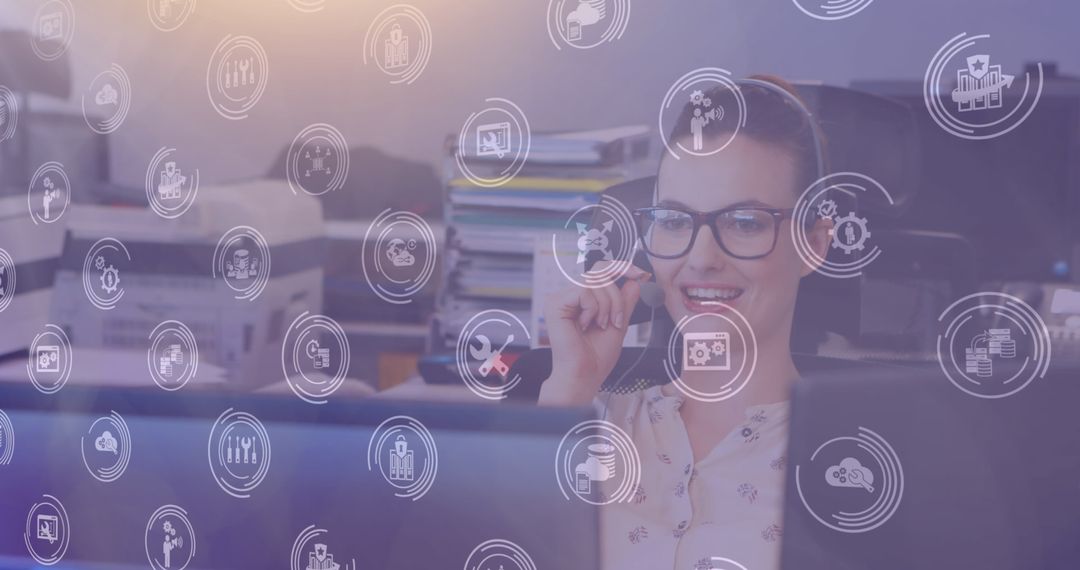 Businesswoman Engaged in Digital Network Communication