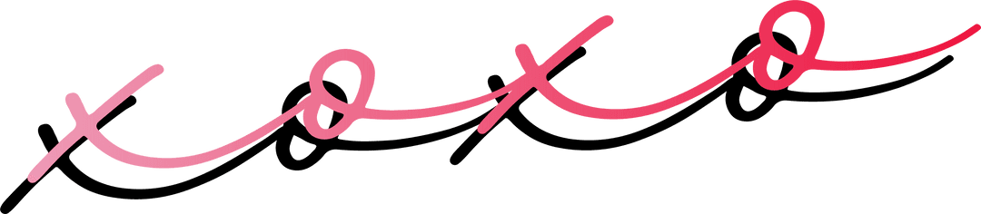 Elegant XOXO with Pink Stroke and Shadow on Transparent Background