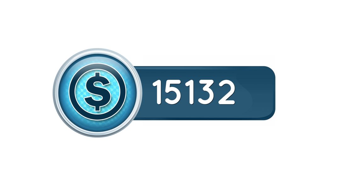 Digital Dollar Icon with Incrementing Number