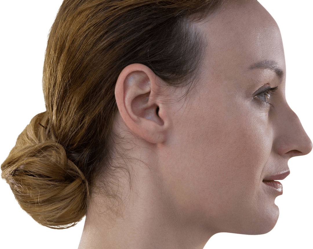 Profile of Caucasian Woman on Transparent Background