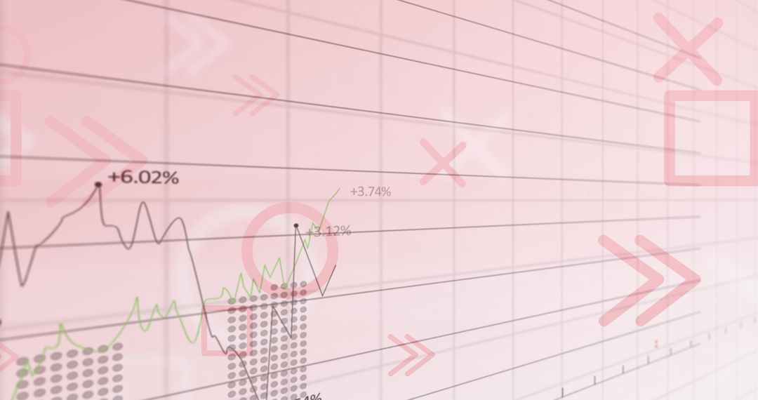 Abstract Pink Financial Graphs and Data Processing Imagery