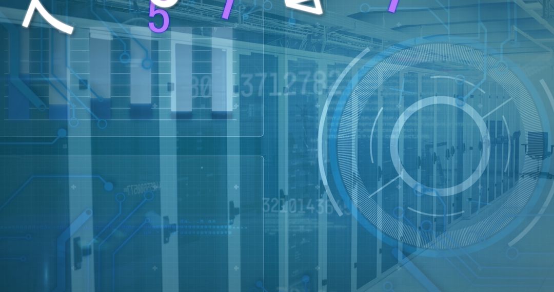 Abstract Technology Overlay with Data Processing Elements in Cityscape View